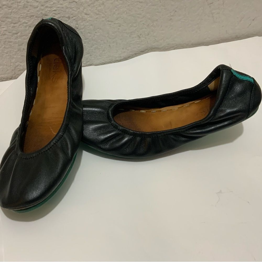 Tieks By Gavrieli Womens Black Leather Slip On Ballet Flats Shoes Size 6